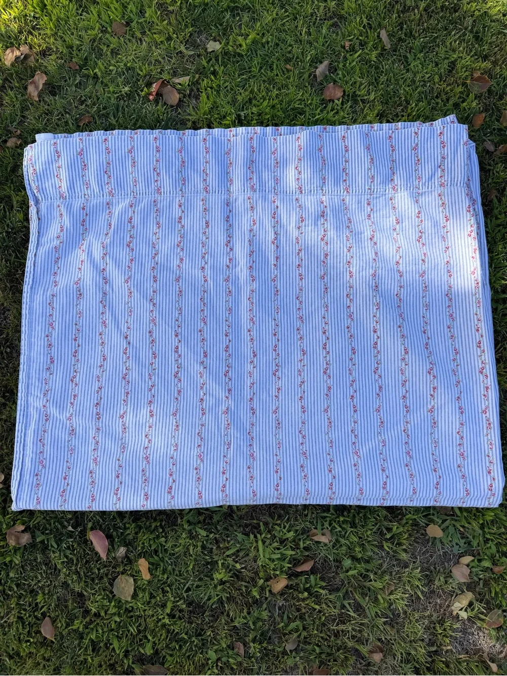 VTG Treasures Rachel Ashwell 3-Piece Sheet Set Ticking Stripe Trailing Rose READ